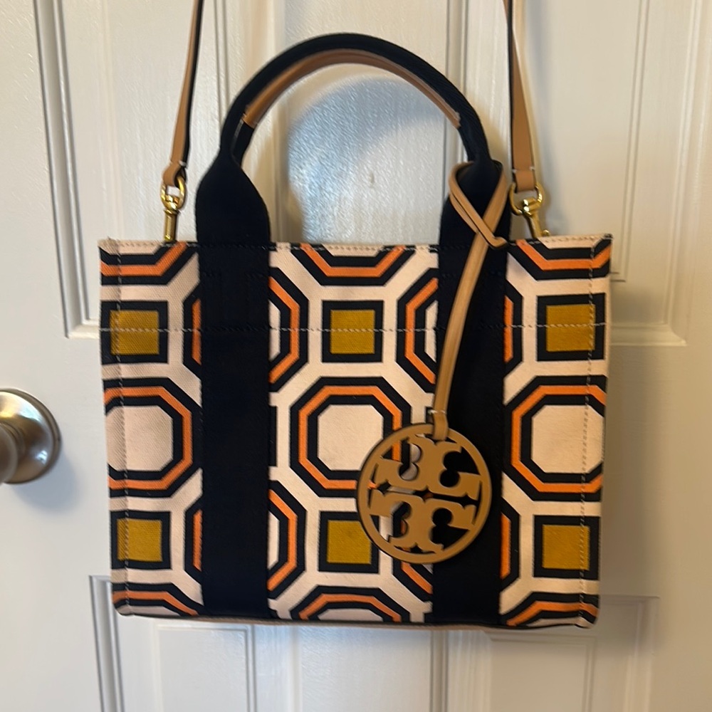 Tory Burch Geometric Crossbody Bag - Black, Orange, Gold